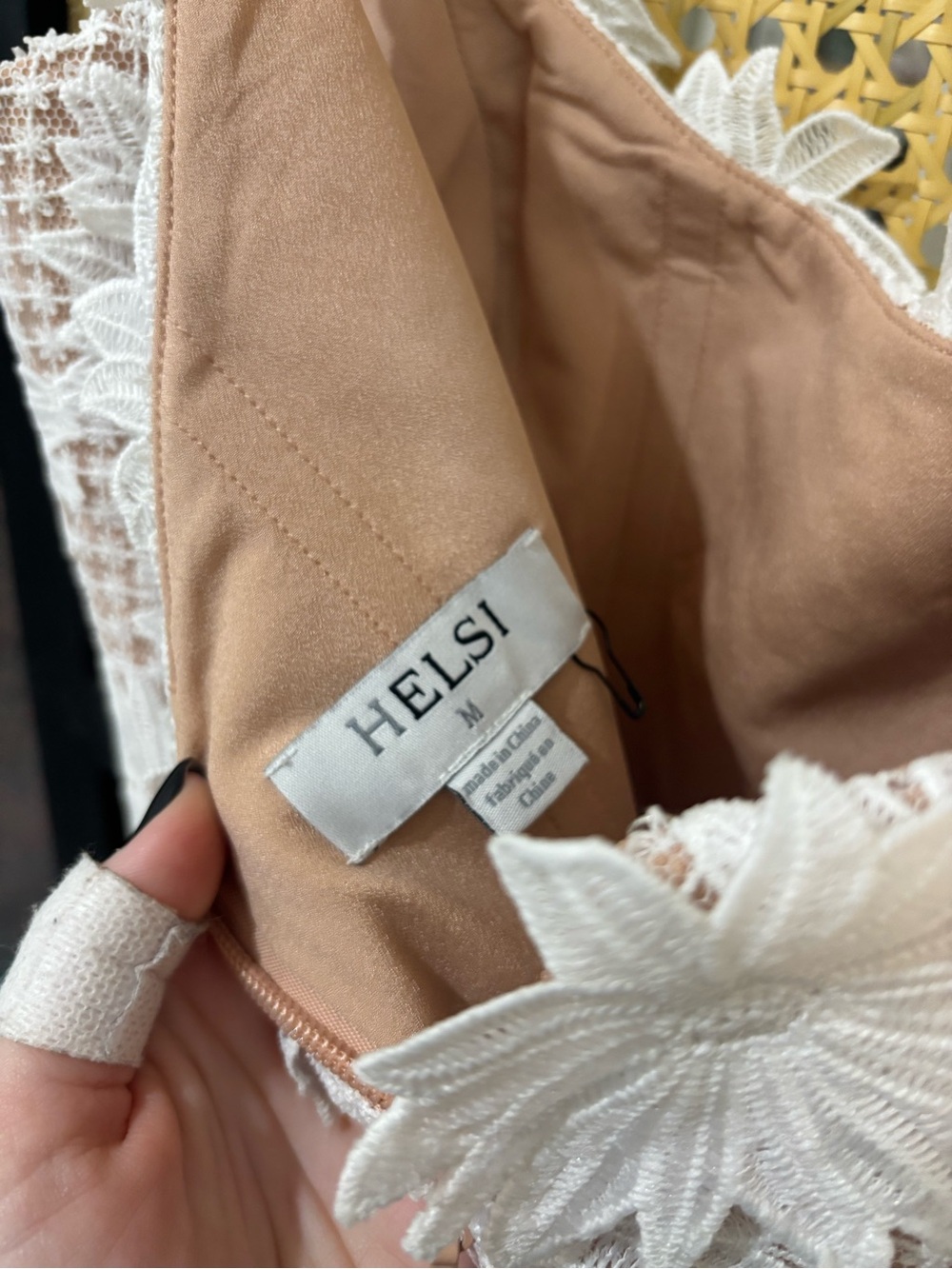 Helsi Valentina Off-the-Shoulder Floral Appliqué Midi Dress in Ivory - Picture 6 of 7